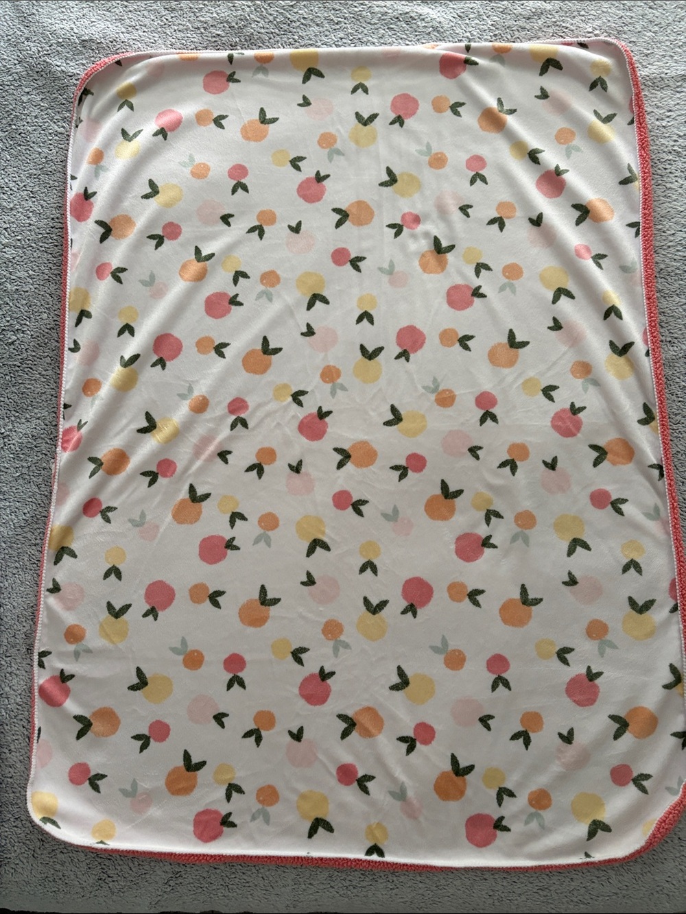 Floral Fruit-Print Baby Blanket - Pink, Peach & Yellow
